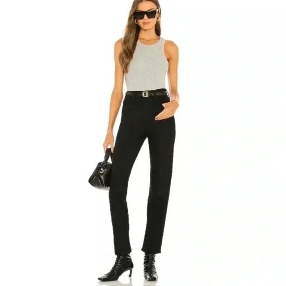 MOTHER High Waisted Rider Black Ankle Jeans Not Guilty Black 32 - Picture 2 of 8
